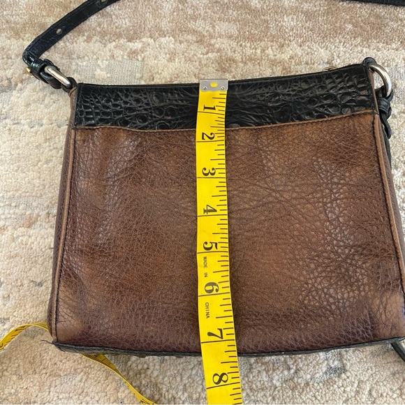 Brahmin Manhattan Croc Embossed Leather Crossbody Purse Handbag Small Brown - Picture 14 of 16
